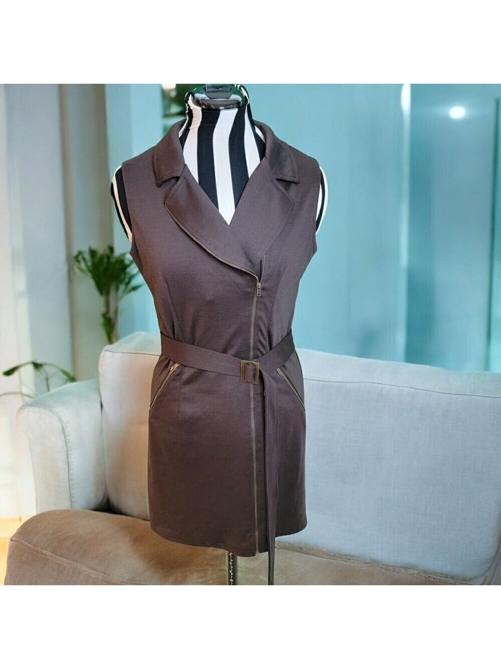 Alyn Paige Zip Mini Dress - Belted - Sleeveless - Zip Pockets - Size 5/6